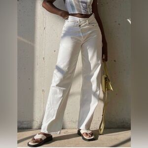 New AGOLDE Sz 24 30’ Criss Cross White Wide Leg Upsized Jean Denim